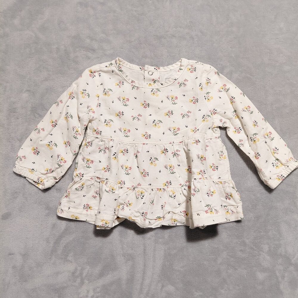 12M Simple Joys Ditzy Floral Tunic Top Snap Back Long Sleeve